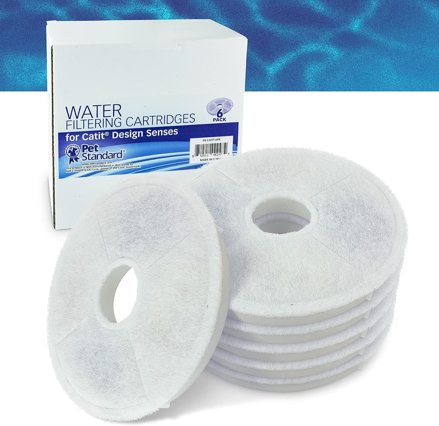 PET Standard Filters for Catit Design Senses Fountains and Catit Flower Fountains, Pack of 6