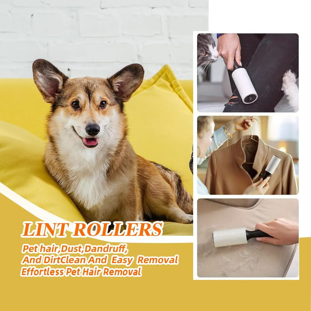 Extra Sticky Lint Roller Refills,Fits Most 3.9"-4" Standard Size Lint Roller with Inner Diameter at 1.5", 8 Pack with 720 Sheets Total, Pet Hair Remover for Clothes, Car, Furniture