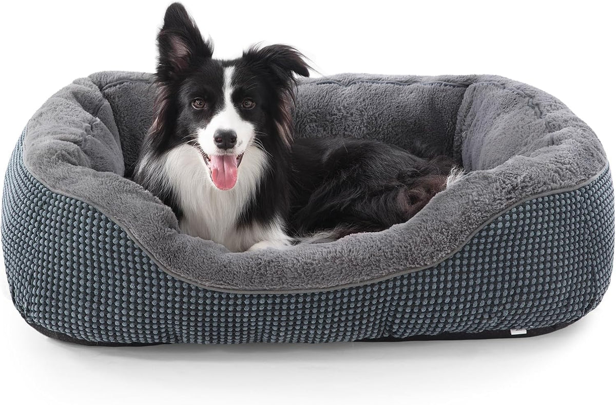 INVENHO Dog Bed Medium Size, Orthopedic Warming Soft Calming Sleeping Puppy Bed Durable Pet Bed with Anti-Slip Bottom M(30"X24"X9")