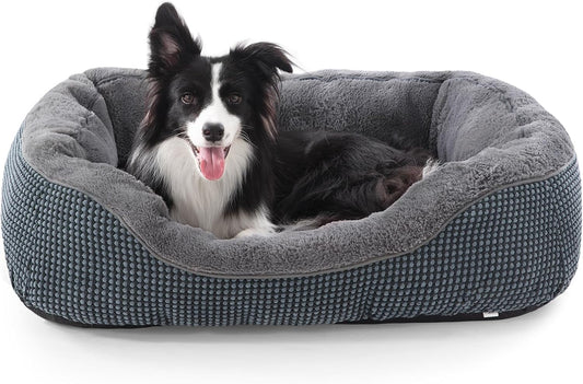 INVENHO Dog Bed Medium Size, Orthopedic Warming Soft Calming Sleeping Puppy Bed Durable Pet Bed with Anti-Slip Bottom M(30"X24"X9")