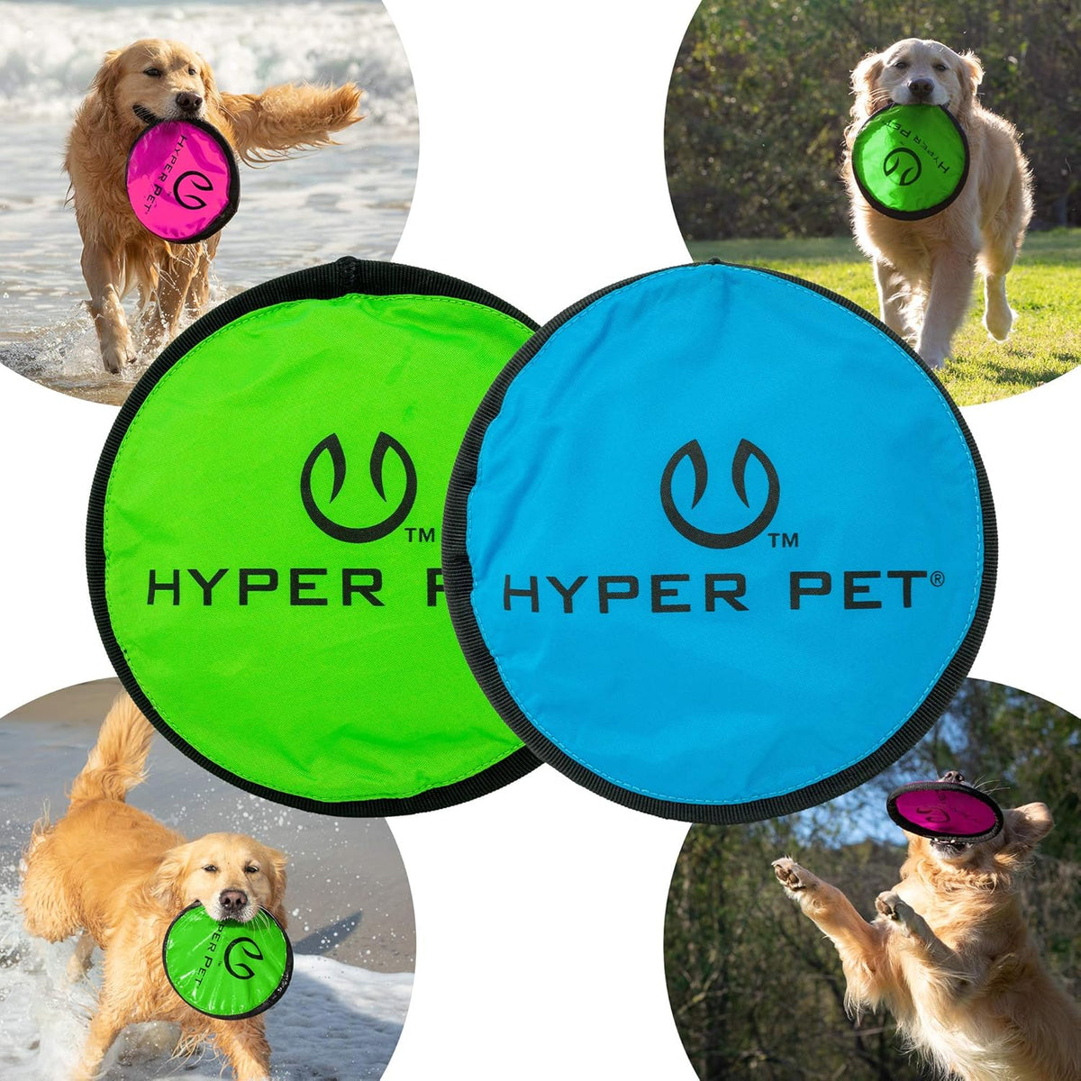 Hyper Pet Flippy Flopper Flying Disc Soft Dog Toy 9 Inch, Floats, 2 Pack