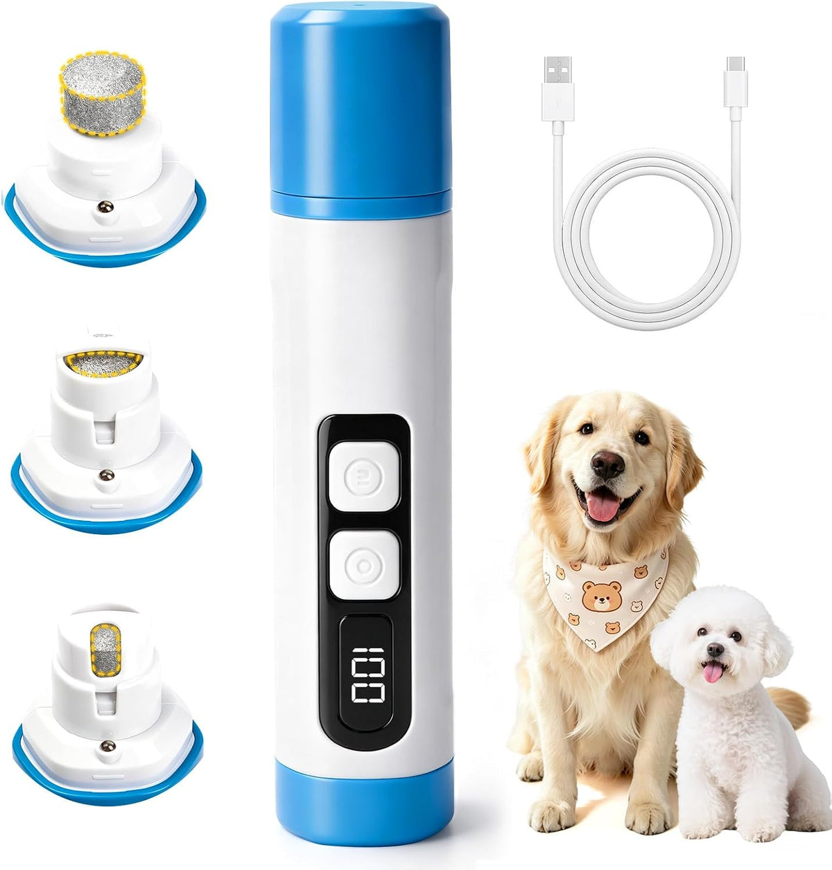 Dog Nail Grinder – Quiet LED Safety Guard, Rechargeable