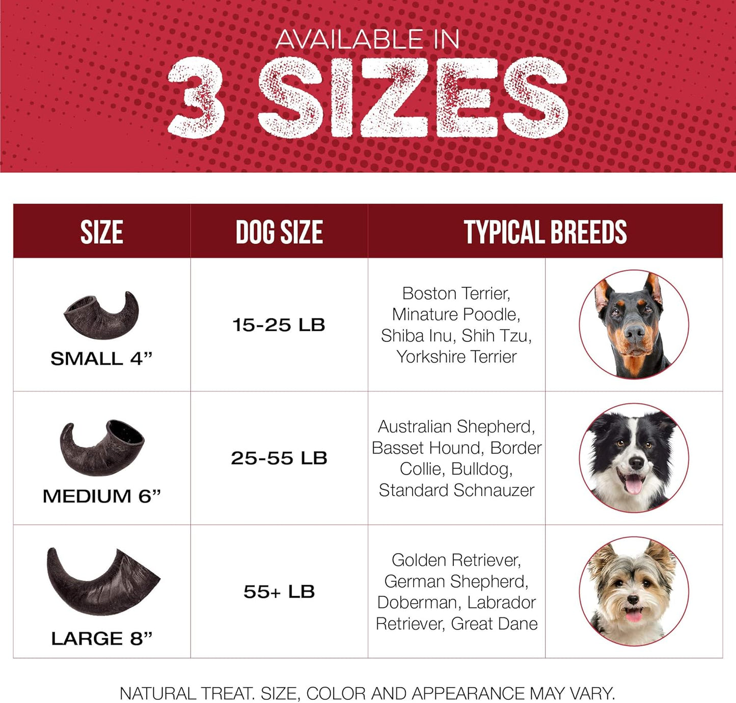 4 Pack Water Buffalo Horns for Dogs, Large 8 Inch - Natural Antler & Rawhide Bone Alternative for Aggressive Chewers, Long Lasting Single-Source Grass-Fed Dog Chew