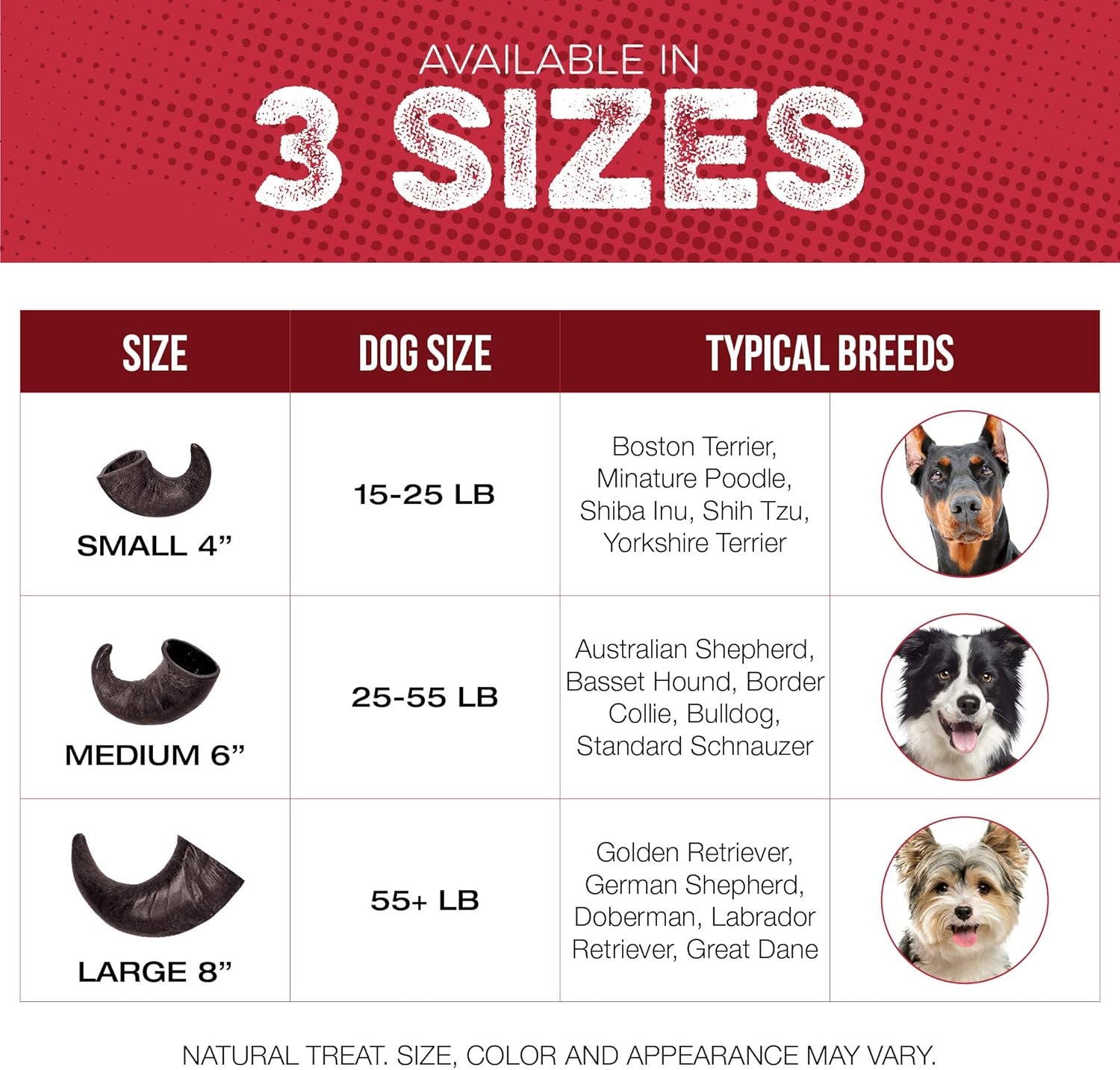 4 Pack Water Buffalo Horns for Dogs, Large 8 Inch - Natural Antler & Rawhide Bone Alternative for Aggressive Chewers, Long Lasting Single-Source Grass-Fed Dog Chew