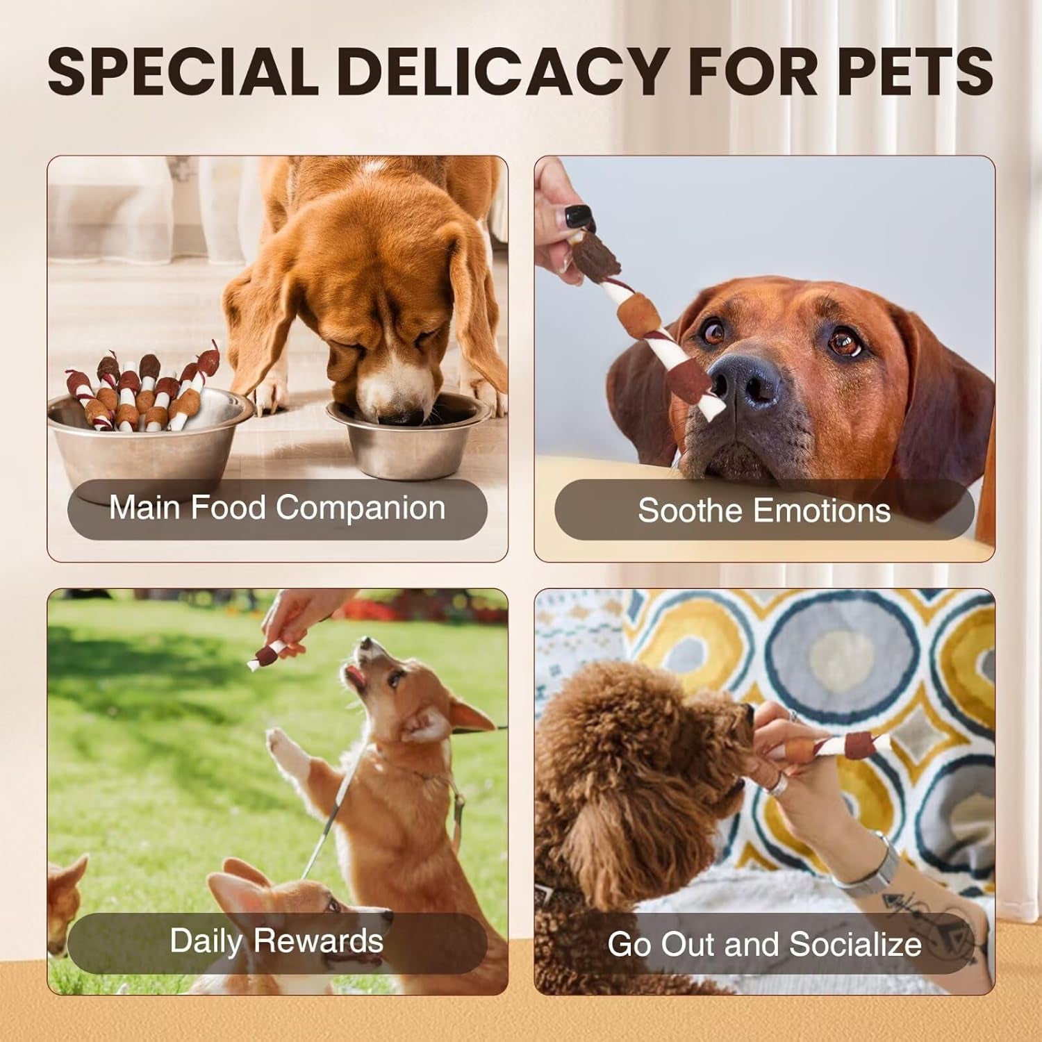 Likable Pets Dog Treats Kabobs with Fresh Duck,Chicken,Carrot,Chicken Liver-Easily Digestible,Exercises Mouth&Jaw-Healthy Dental Treats for All Dogs-Keeps Pet Happy&Healthy 7.05 Oz（Pack of 1）