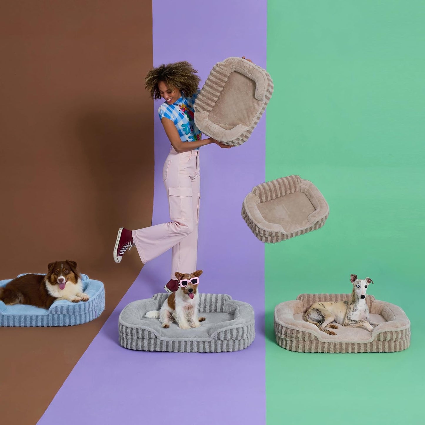 Cute Dog Bed Medium Size Dog, Orthopedic Waterproof Medium Pet Beds with Sides, High Back Non-Slip Bottom and Egg-Crate Foam Pet Couch Sofa with Washable Removable Cover, Hazel