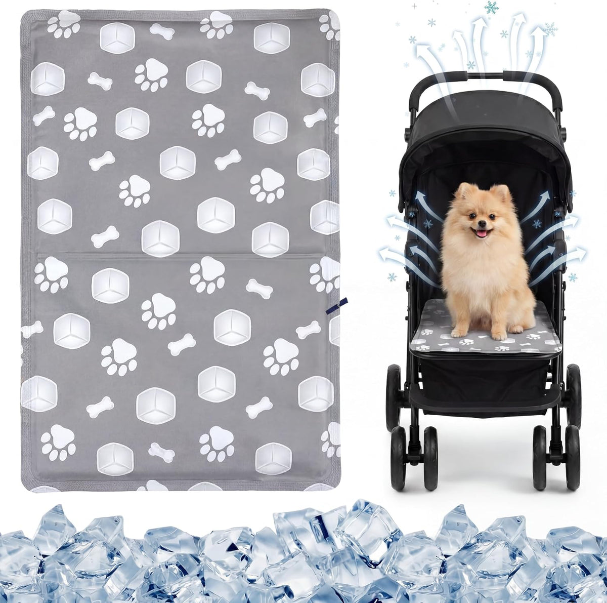 Rattanview 2 Pcs Dog Cooling Mat for Cats 16"X20" Waterproof Self Cooling Pet Pad Portable Mat for Crate Kennel Car Sofa Bed Floor Summer Indoor Outdoor Travel with 2 Pcs Travel Bags