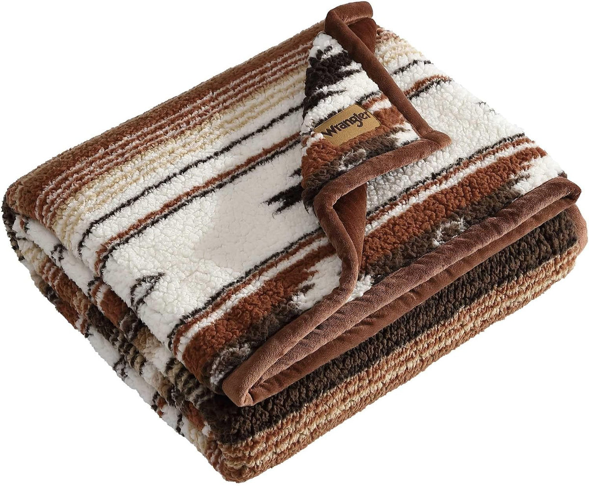 Wrangler - Faux Shearling Throw Blanket for Bed & Couch, 50 X 60