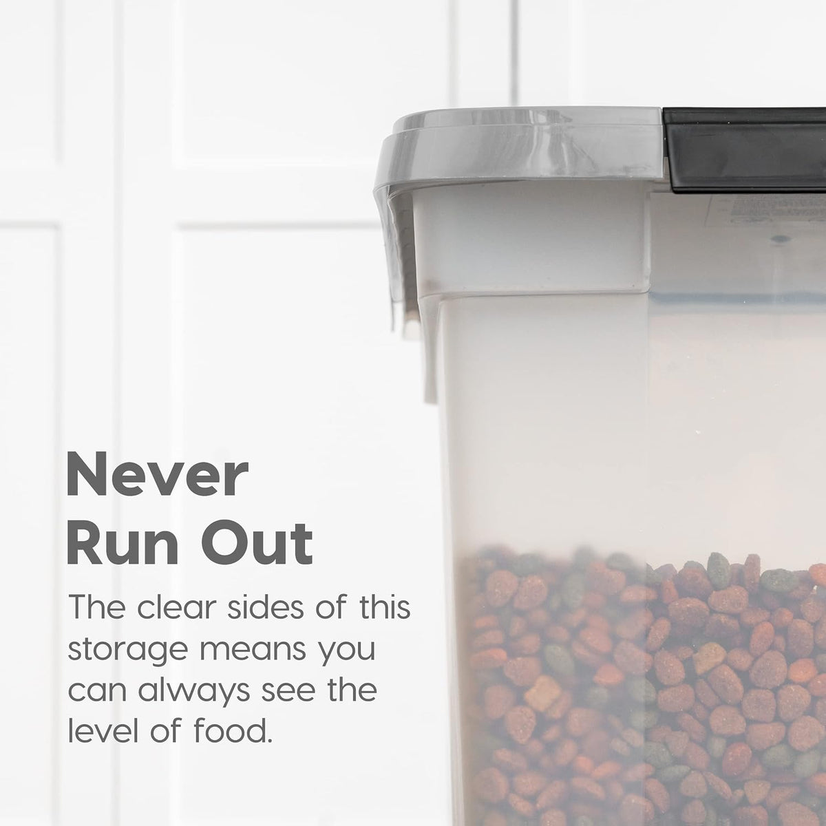 IRIS USA Dog Food Storage Container, up to 25 Lbs, Clear/Gray, Made in USA