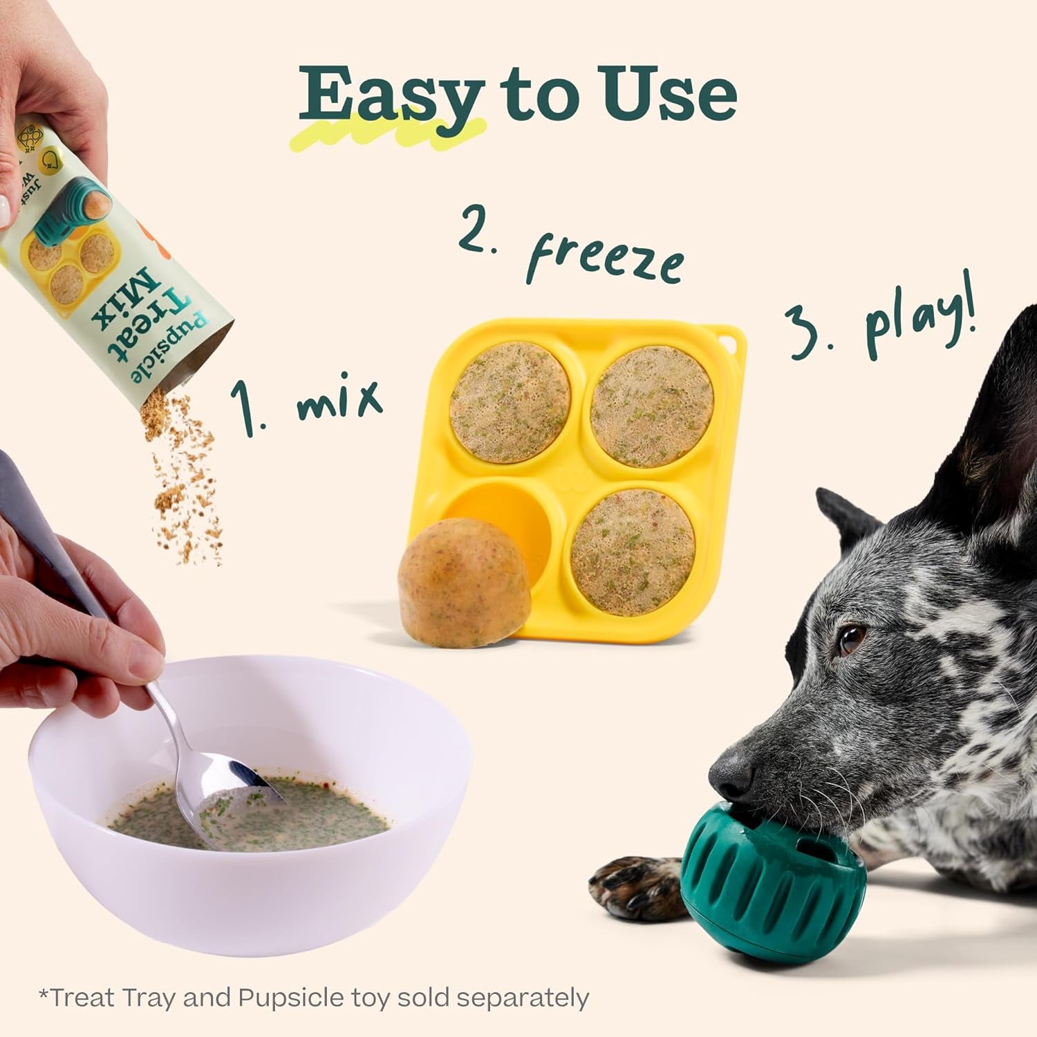 WOOF Pupsicle Mix Sample Pack - Easy-To-Make DIY Pupsicle Refills - Delicious Mix for the Pupsicle Interactive Dog Toy - with Bacon & Cheese, Calming, Balanced Belly, and Dental Mix - 4 Pack Sampler