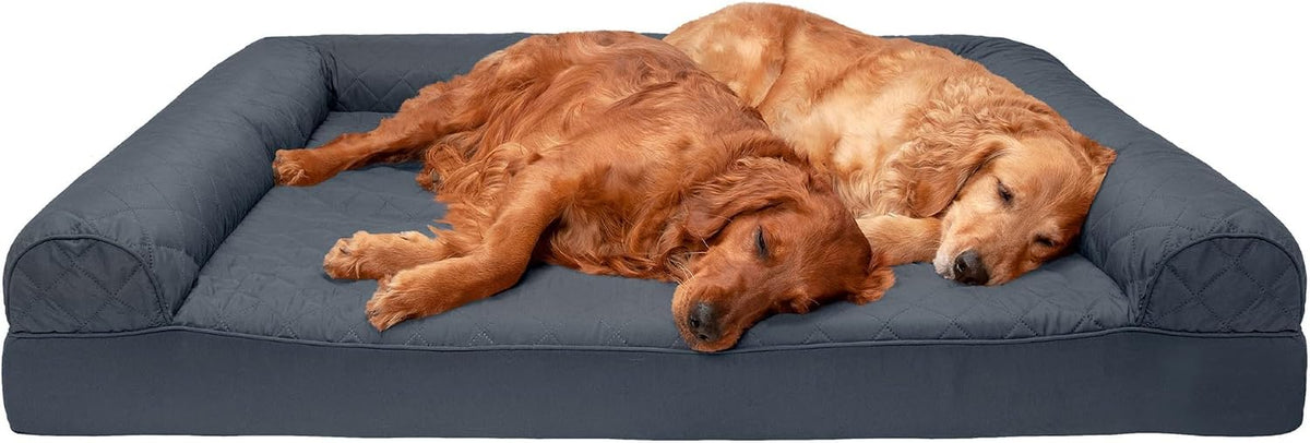 Furhaven Orthopedic Dog Bed for Large Dogs W/ Removable Bolsters & Washable Cover, for Dogs up to 125 Lbs - Quilted Sofa - Iron Gray, Jumbo Plus/Xxl
