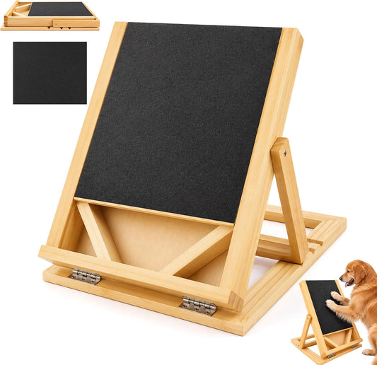 Dog Scratch Board with Treat Box, Adjustable Wooden Nail File Pad