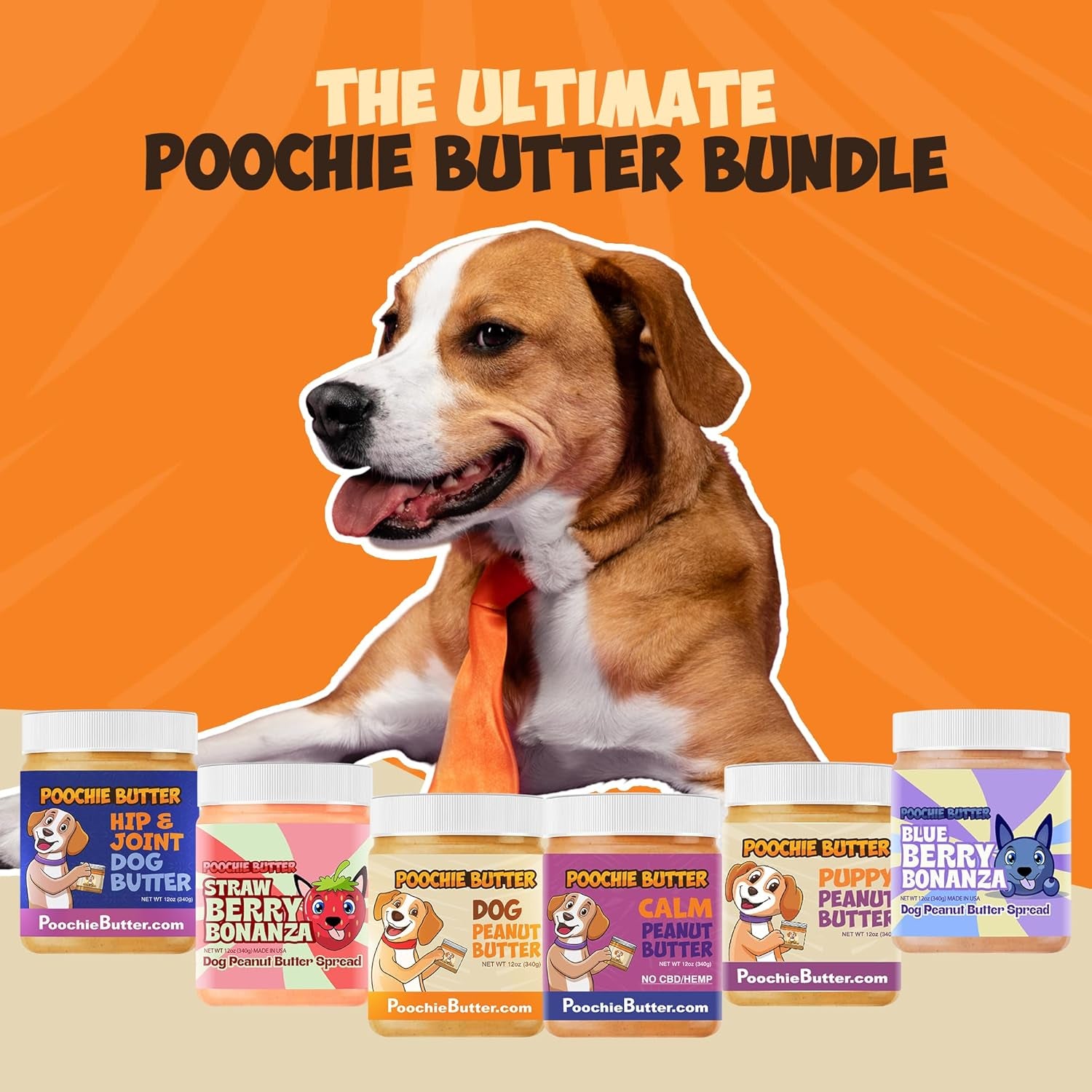 Poochie Butter Natural Dog Peanut Butter - Made in USA Healthy, Creamy Peanut Butter Spread for Lick Mats & Food Toppers - Dry-Roasted Peanuts Non-Gmo No Sugar Added Dog Treats - 12 Oz (Pack of 1)