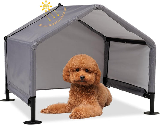 Dog Tent Shade Shelter Outdoor for Small Medium Dogs, Waterproof Sun Protection Pet House for Dogs, Small Animals and Livestock, Pet Canopy with Upgraded Doors and Ground Nails 29.5 * 25.6 Inches