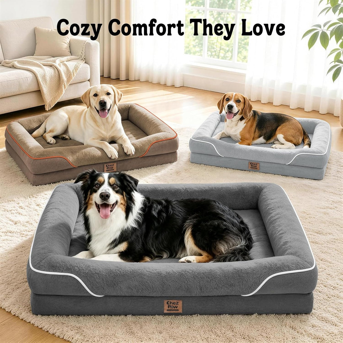 Chez Paw Waterproof Orthopedic Dog Bed for Large and Extra Large Dogs