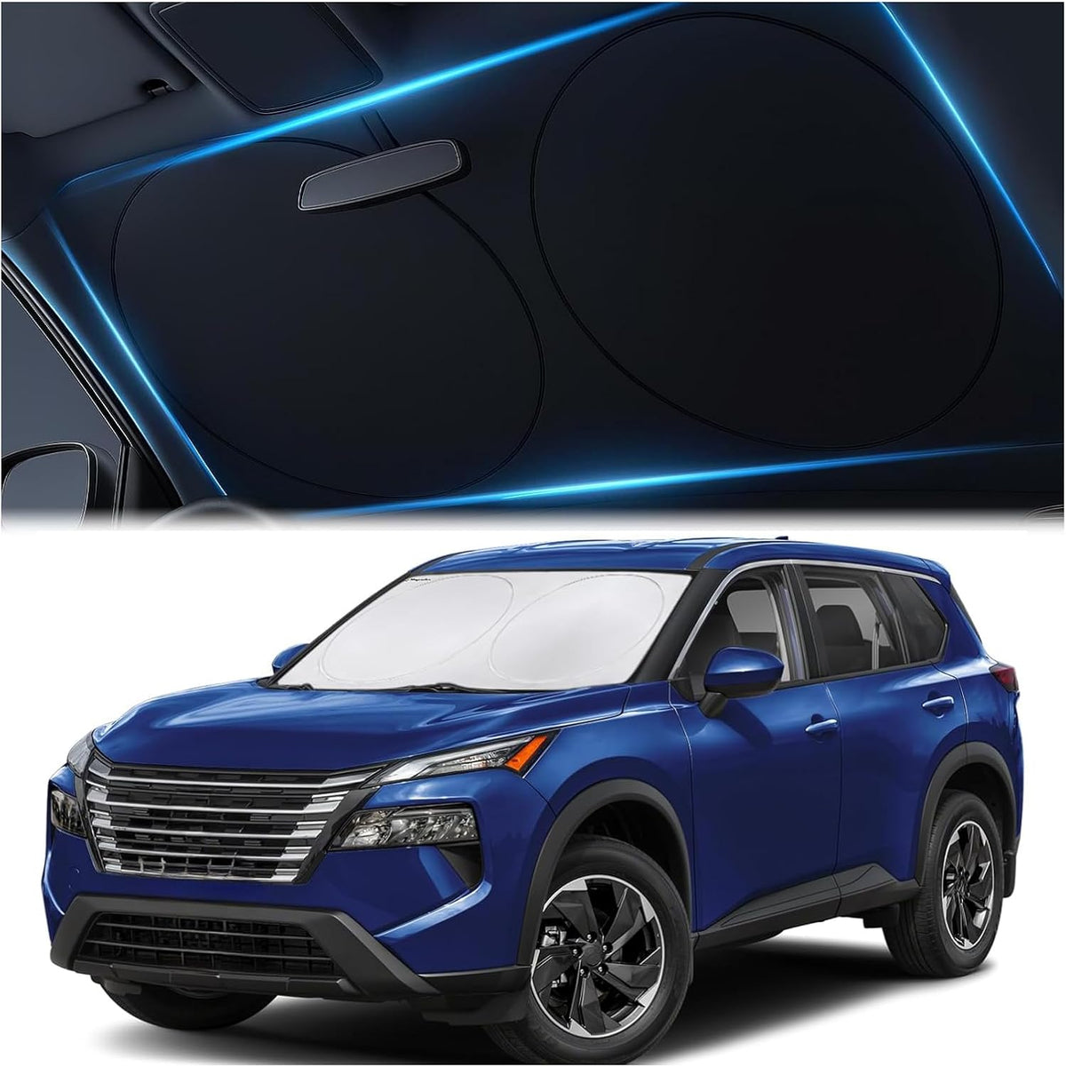 Magnelex Car Windshield Sunshade – Double-Layer Design for 2X Heat Blocking, Blocks UV Rays, Foldable Sun Shade for Cars, Trucks & Suvs, Keeps Interior Cooler, Medium (59 X 31 In)