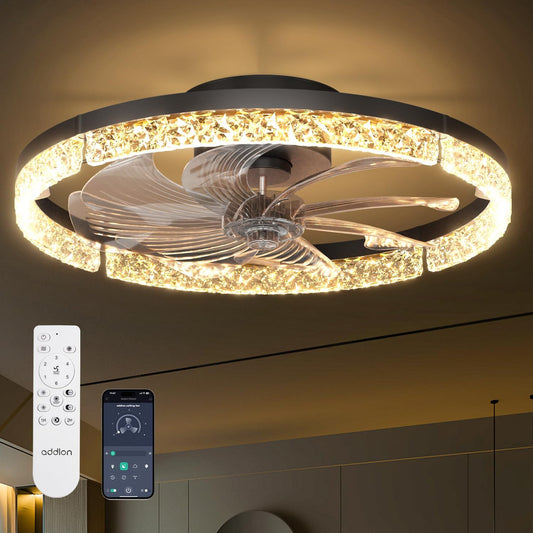 Addlon 20" Ceiling Fans with Lights and Remote, Low Profile Fandelier