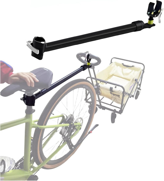 Bike Trailer Hitch for Collapsible Wagon Cart with 360° Swivel Joint & Shock Absorber Quick-Release Clamps Bike Trailer Hitch for Pet Wagon,Camping Wagons Carts Foldable and Other