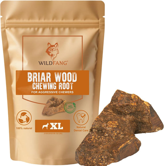 Wildfang® Briar Wood Chewing Root, X-Large - Splinter Free Wood Dog Chew Toys for Aggressive Chewer, Odorless Natural Teething Toys Dogs Dental Health, Healthy Gums (For Dogs 99-132 Lbs), Pack of 1