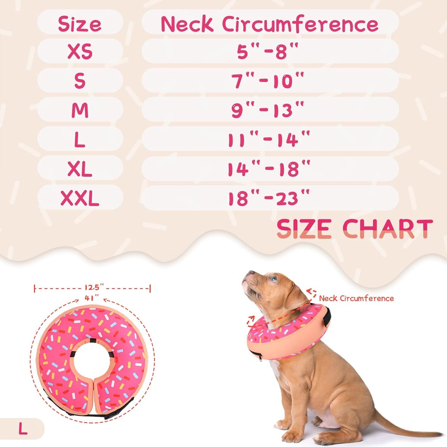 Supet Inflatable Dog Cone Collar Alternative after Surgery, Doggie Neck Donut Collar Recovery Ecollar, Soft Dog Cone for Small Medium Large Dogs