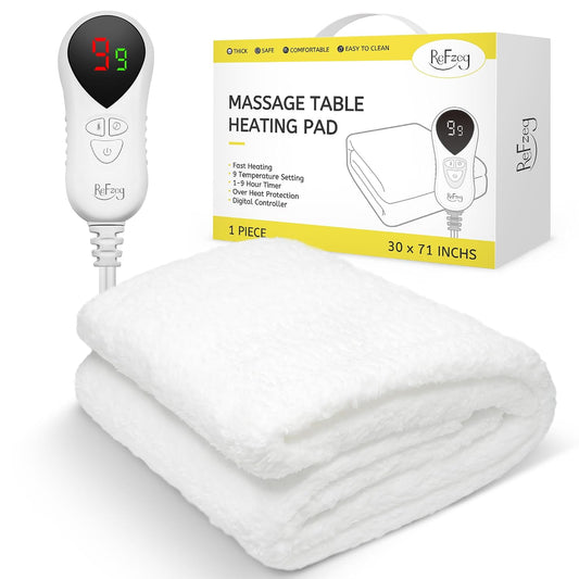 Massage Table Warmer Heating Pad Professional SPA Massage Bed Warmer 9 Hours Timer, 9 Heat Settings, Overheat Protection for Massage Bed & Spa, Thickened & Soft Fleece, 30" X 71"