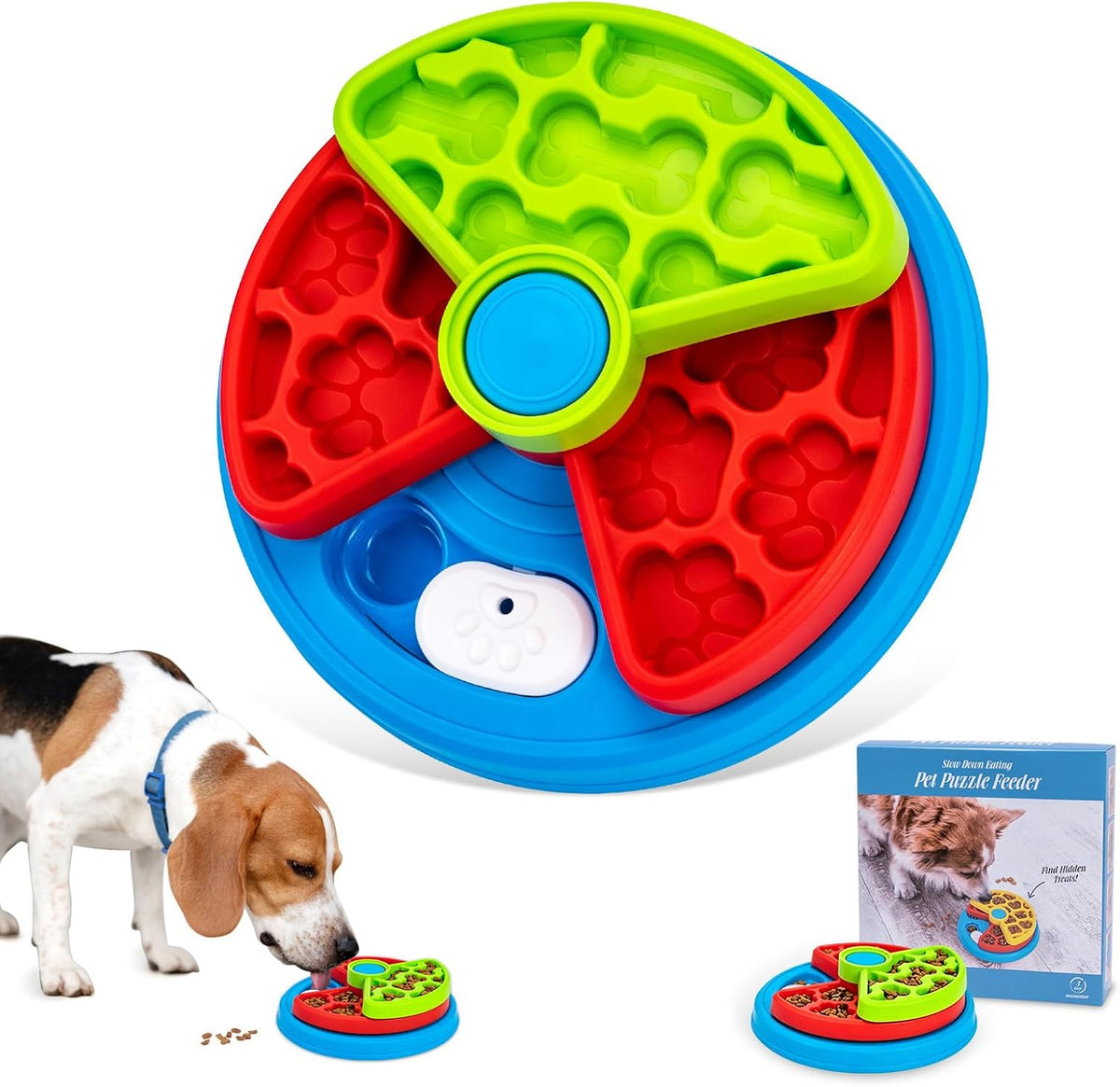 Star&Mi Dog Puzzle Feeder, 3-Level Interactive Dog Puzzle Toy, Dogs & Cats