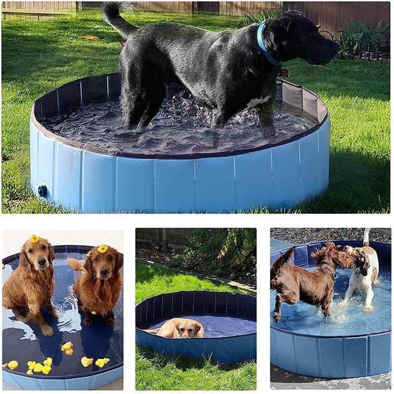 Dog Pool Foldable Pet Pool Dog Swimming Pool Pet Swimming Pool PVC Non-Slip for All Kinds of Pets (32X8In)