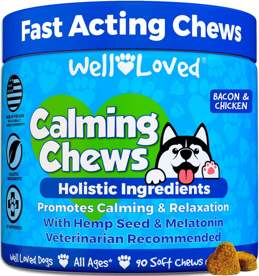 Well Loved Calming Chews for Dogs, Dog Calm Treats, USA Made, Vet Developed
