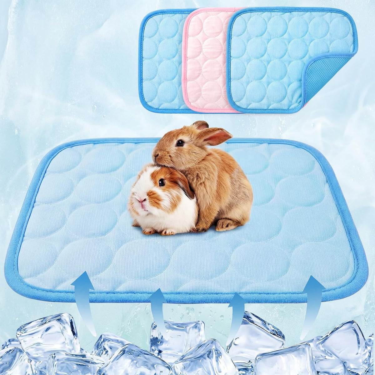 Jetec 3 Pcs Guinea Pig Cooling Mat, Small Animal Beds,Summer,Pink