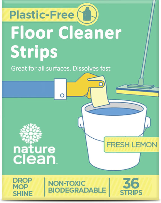 Nature Clean All Natural Wood Floor Cleaner for Mopping 36 Strips, Non-Toxic & Plastic-Free Packaging, Use on Hardwood Laminate Ceramic Tile Linoleum Vinyl Bamboo. Eco-Friendly