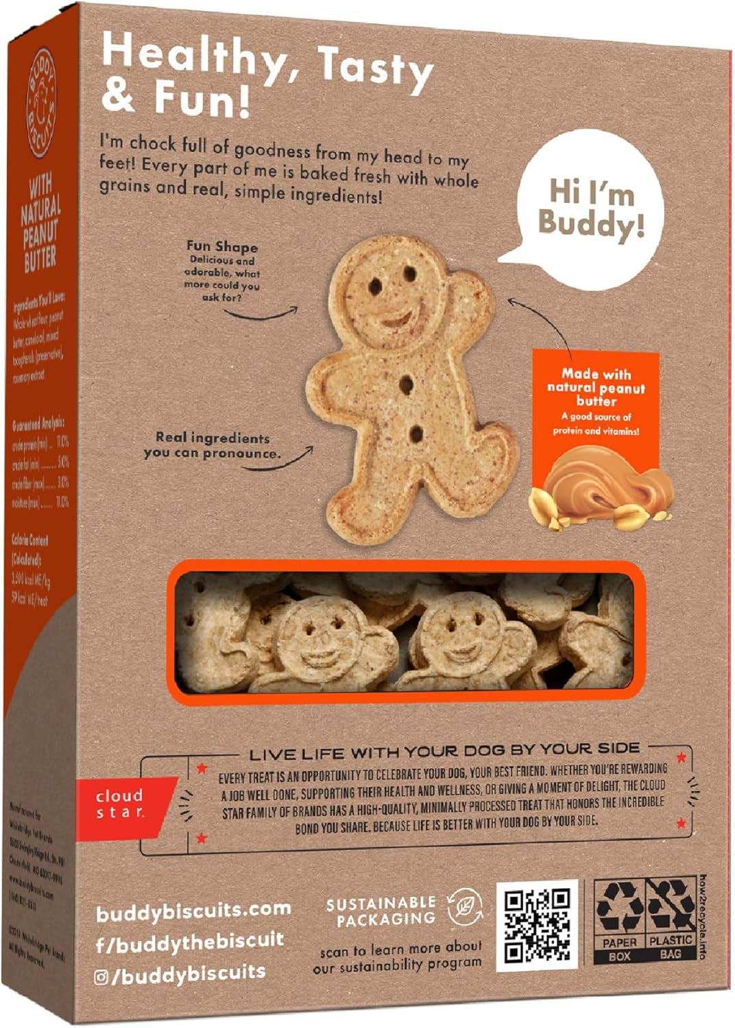 Buddy Biscuits Crunchy Dog Treats, Peanut Butter, 16 Oz. Box