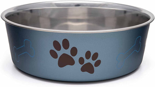 Loving Pets Bella Dog Bowls- Stainless Steel Dog & Cat Bowls - Spill Proof Dog Food Bowl, Cat Bowl, Puppy Essentials & Pet Supplies Great for Home & Travel (Medium 20-35 Lbs, Blueberry)