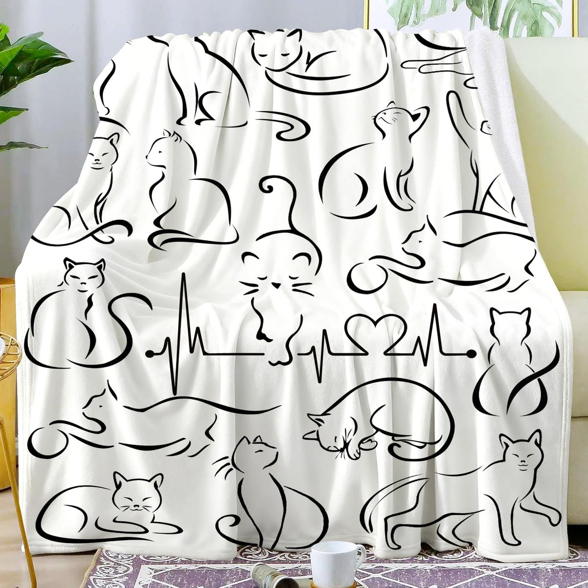 Cat Blanket Soft Cozy Flannel Throw Blanket Warm Lightweight Blankets Gifts for Cat Lovers Kids Girls Women Adults 50"X40"