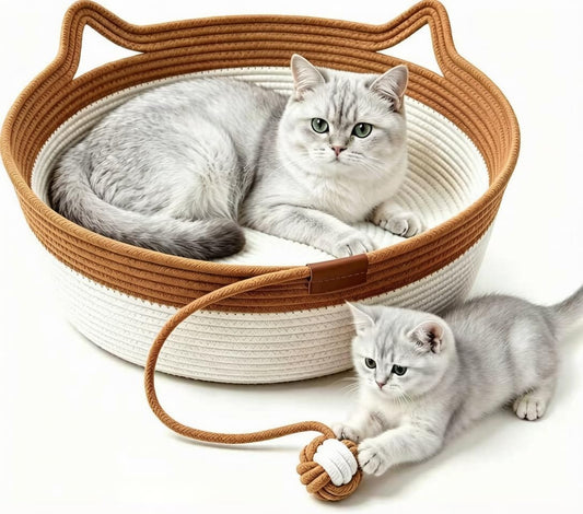 Large Instinct Basket for Cats Stimulicat Rope Cotton Handwoven Cat Basket