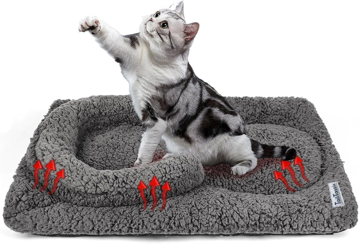 Tailtastic Self Warming Cat Bed with U-Shaped Pillow for Warmth & Support