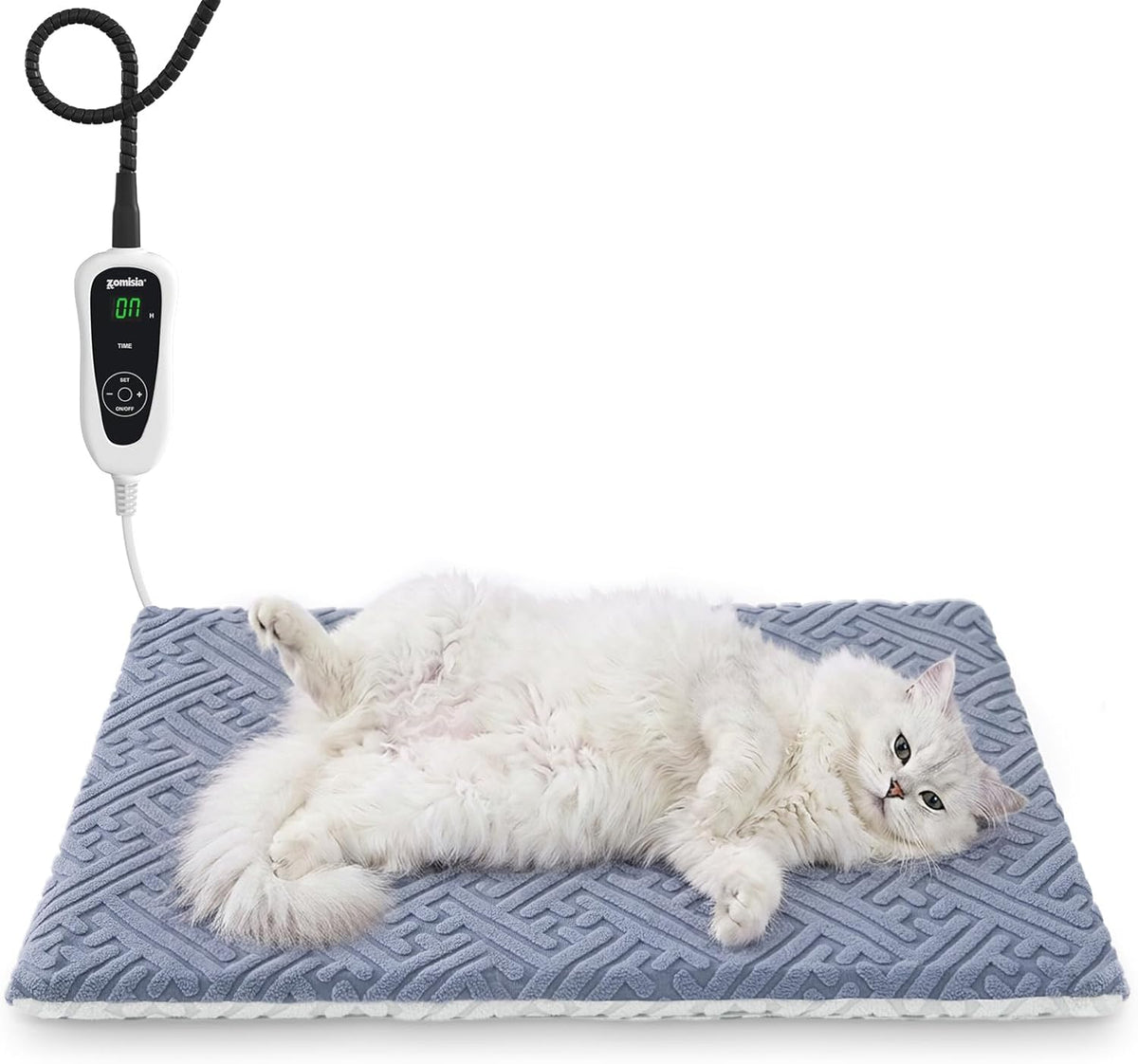ZOMISIA Cat Heating Pad, Heated Cat Bed Indoor, 11 Temp & 25 Timer Settings