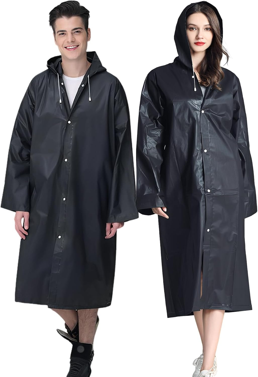 Cosowe Rain Ponchos for Adults Reusable, 2 Pcs Raincoats Emergency for Women Men with Hood and Drawstring