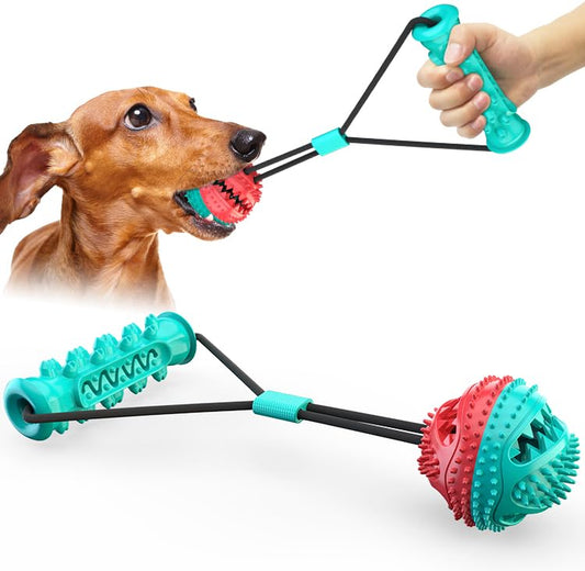 CYBERNOVA Interactive Dog Toy for Aggressive Chewers, Puzzle Treat Food Dispensing Ball,Dog Toy Tug of War Serrated Molar Stick
