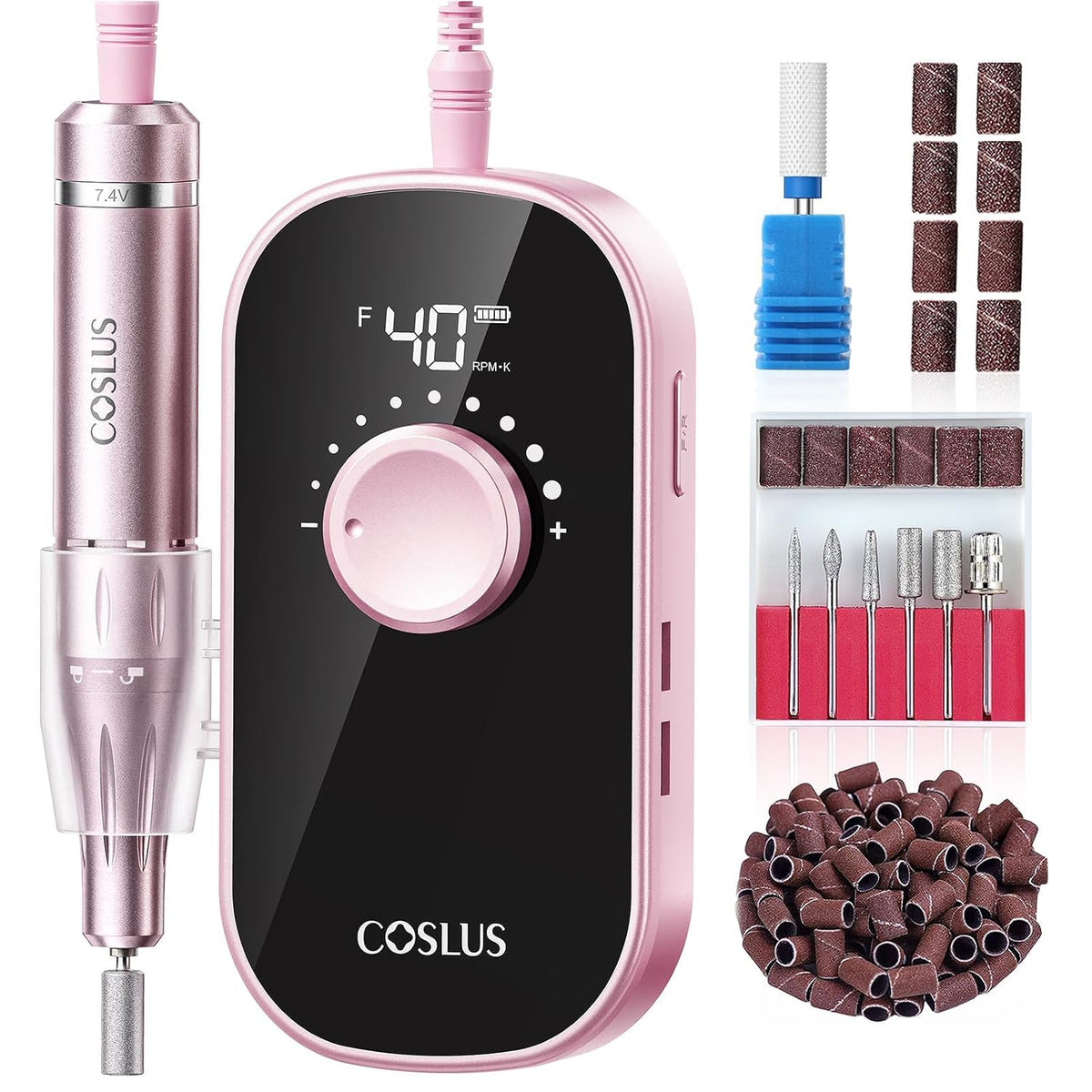 COSLUS E51 Professional Nail Drill Long-Lasting Electric Nail File, Pink