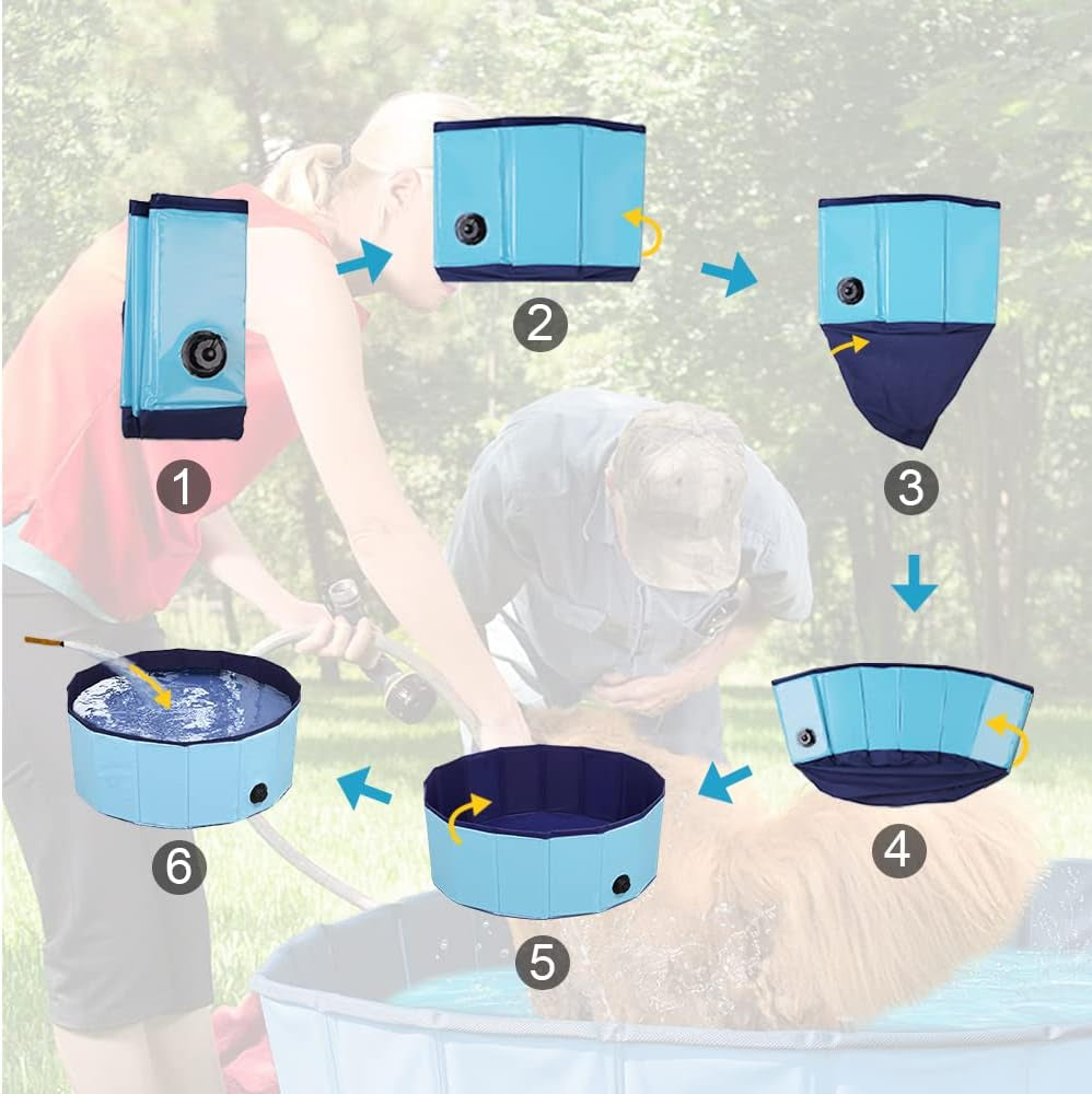 Dog Pool Foldable Pet Pool Dog Swimming Pool Pet Swimming Pool PVC Non-Slip for All Kinds of Pets (32X8In)