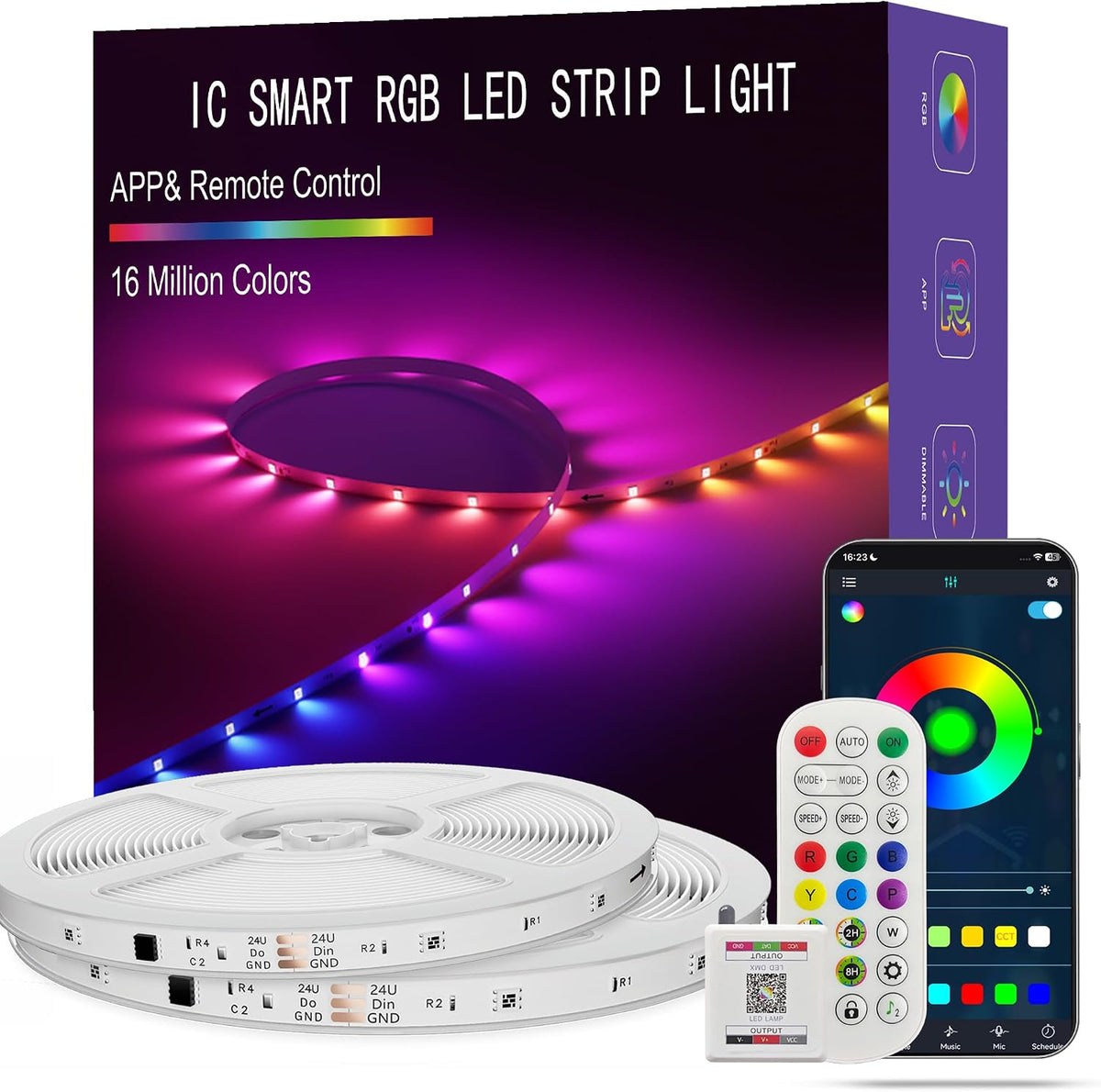 Led Lights for Bedroom 100FT Smart IC+RGB Strip Lights