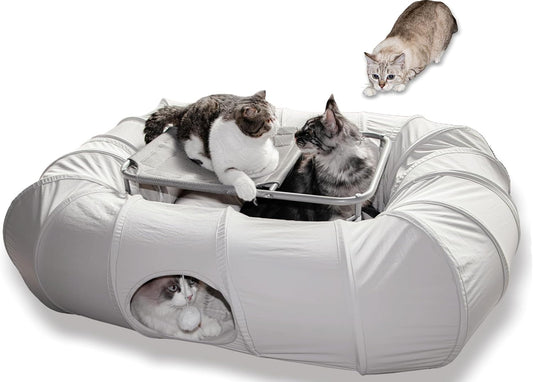 Xxingsheep Large Cat Tunnel with Hammock Interactive Cat Playground