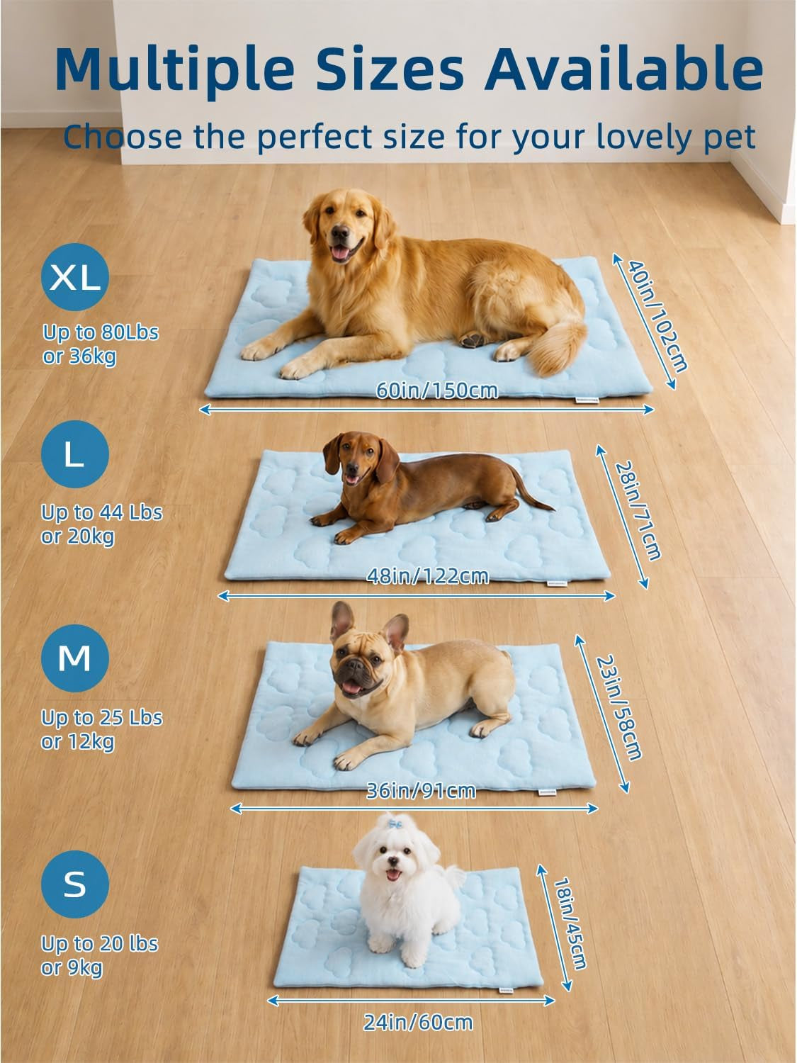 Huafly Dog Cooling Mat,Dual-Sided Cooling Mat for Dogs Cloud Blue