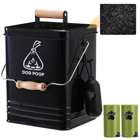 Odor Control Dog Poop Trash Can outside with Charcoal Filter & Lid