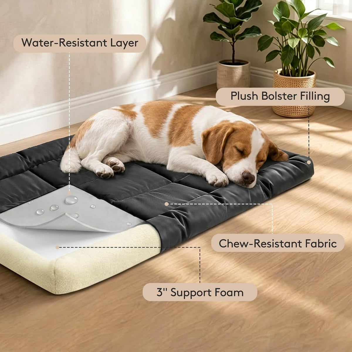 Chew Resistant Dog Bed, Indestructible Orthopedic Dog Bed, Medium (22"X35")