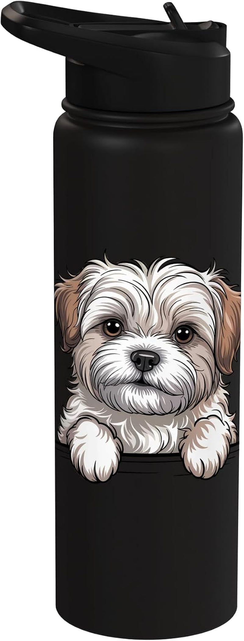 Havanese Funny Peeking Pocket Puppy Dog Lover Stainless Steel Insulated Water Bottle
