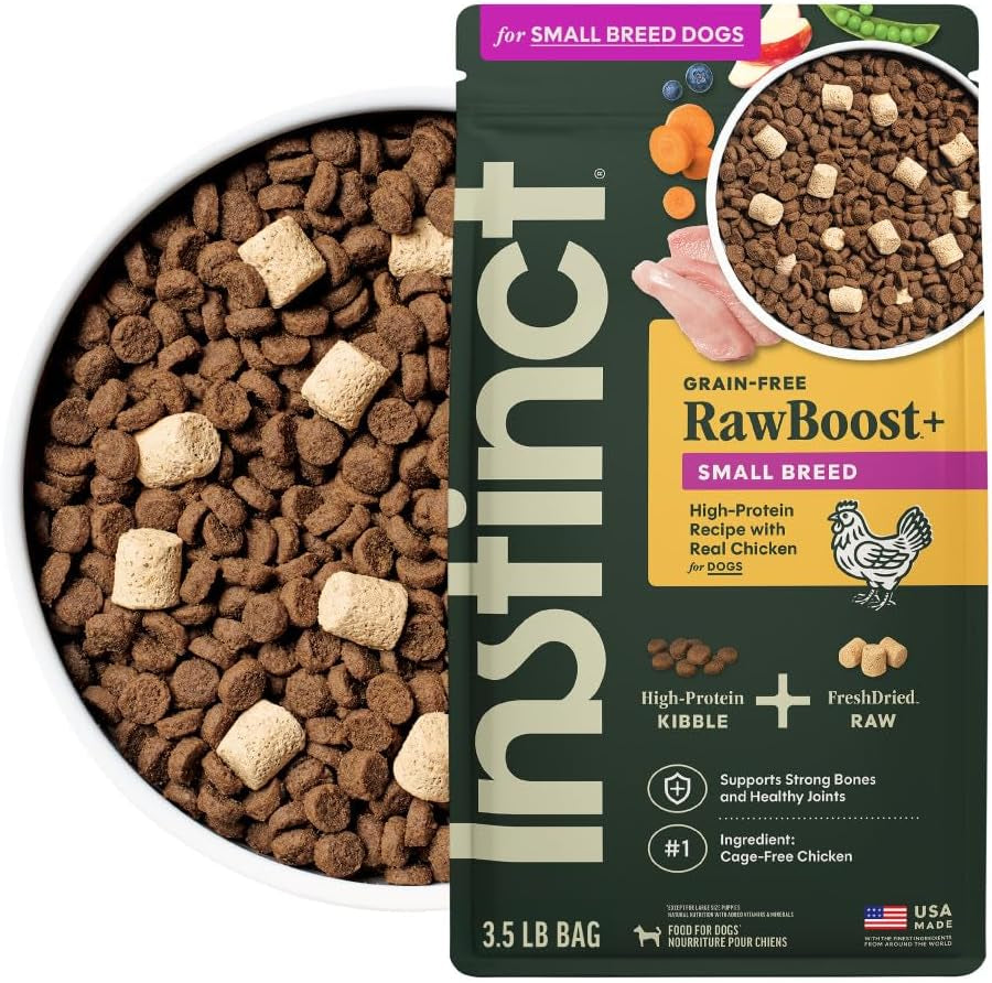 Instinct Rawboost Small Breed, Natural Dry Dog Food with Freeze-Dried Pieces, High Protein, Grain-Free Recipe - Real Chicken, 3.5 Lb. Bag