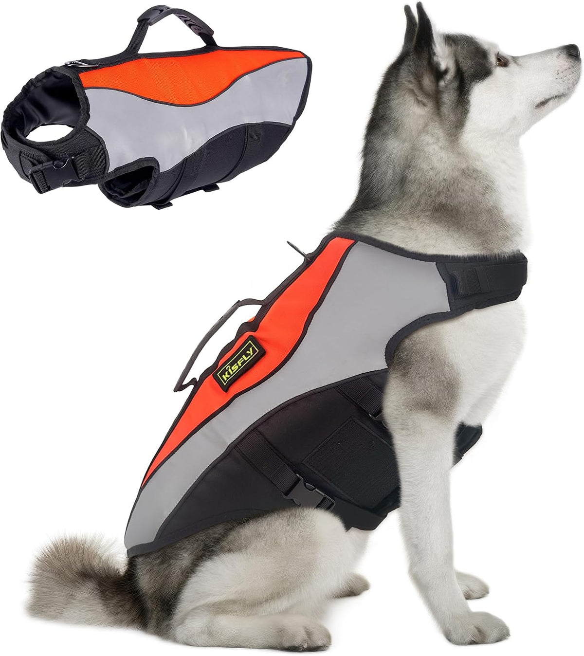 Dog Life Jacket L, High Buoyancy Swimming Vest with Rescue Handle