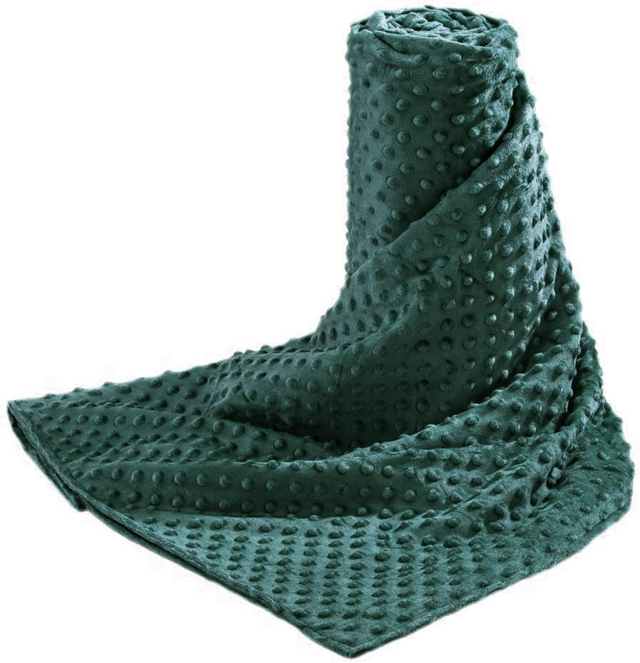 Acdyion Weighted Blankets Removable Duvet Cover for Adults Queen Size (60"X80"),Heavy Blanket Duvet Cover with Soft and Comfort Minky with 12 Ties,Machine Washable Soft Weighted Blanket Cover (Green)