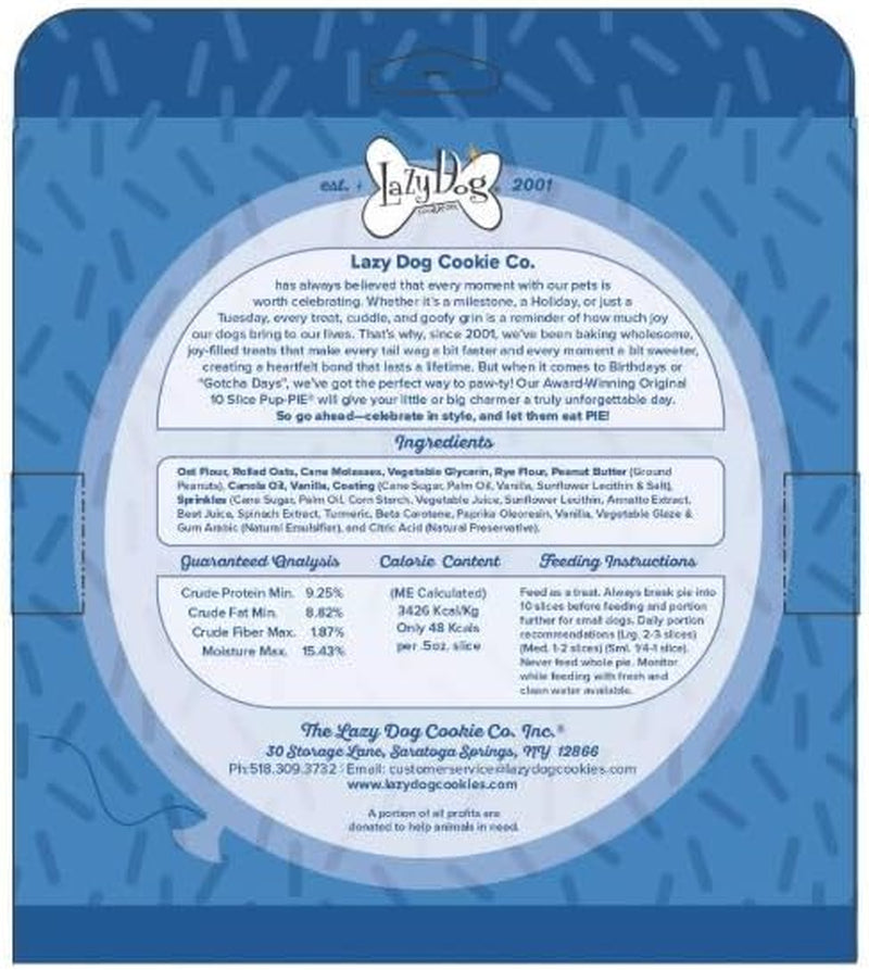 The Lazy Dog Cookie Co. - Original Pup-Pie - Happy Birthday - Natural Pie-Shaped Treat for a Charming Dog - Celebrate Your Best Friend'S Special Day! - 5Oz (Charm)